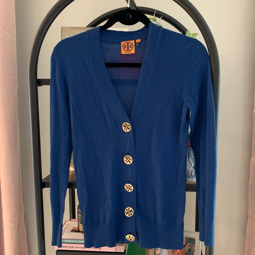 Tory Burch Merino Wool Blue Cardigan Size XS